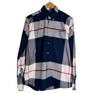 Barbour Men's Kelso Dress Tartan Plaid Long Sleeve Button Down Shirt Blue Medium